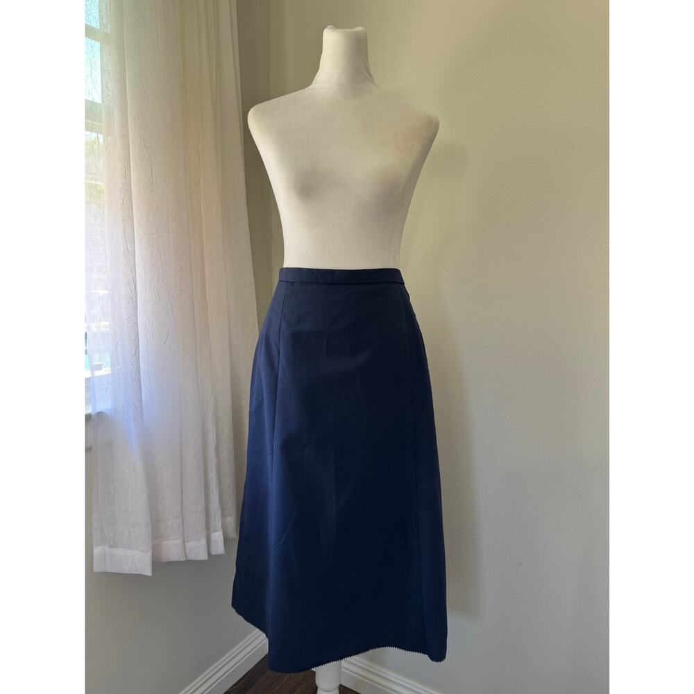 Vintage ‘90s Navy Blue Wool Blend Midi Skirt